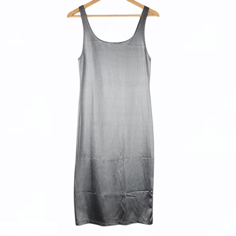 Zara Silver Metallic Bodycon Tank Dress Medium
